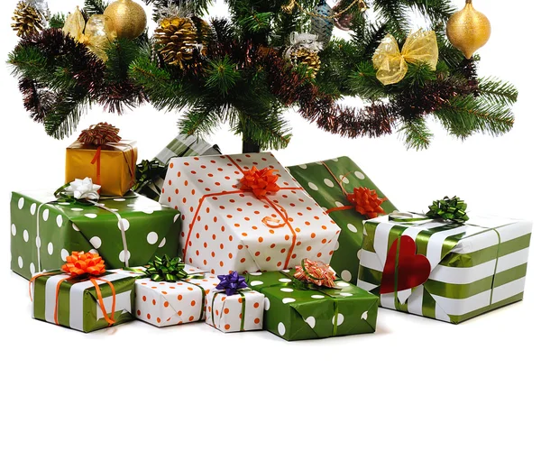 Gift boxes under Christmas tree — Stock Photo, Image