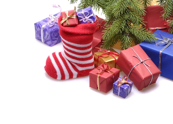 Santa ajándék, harisnya — Stock Fotó