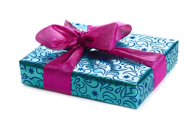 Mavi hediye kutusu — Stok fotoğraf