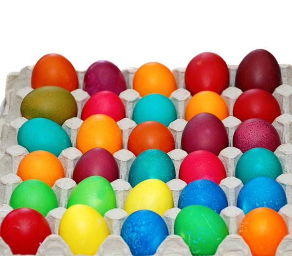 Ovos de Páscoa na caixa — Fotografia de Stock