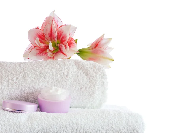 Spa med rosa blommor — Stockfoto