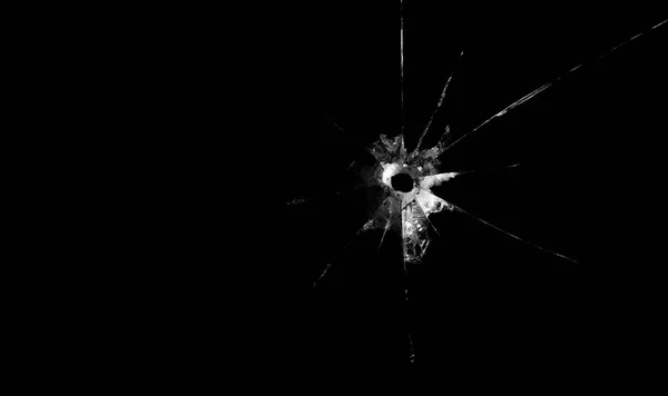 Crack Broken Glass Mirror Black Background Lines Fragments Bullet Hole Royalty Free Stock Photos