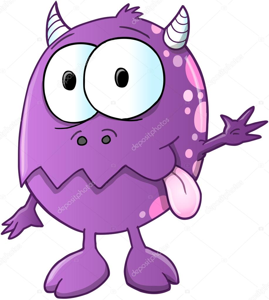 Elemento De Monstro Pequeno Alienígena Roxo Bonito Dos Desenhos