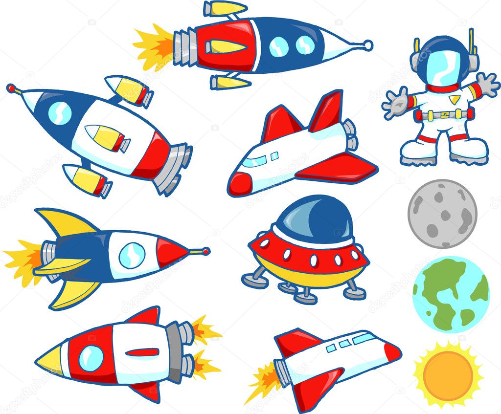 Cute Outer Space Rocket Set
