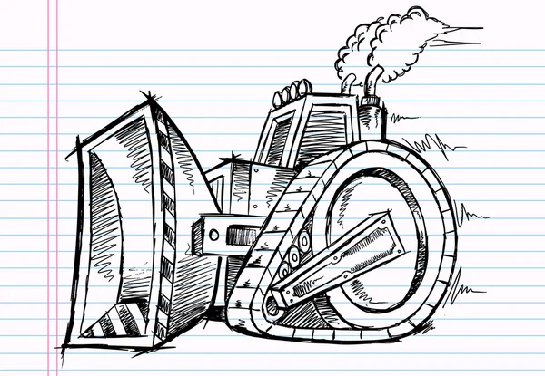 Schets doodle bulldozer vector — Stockvector