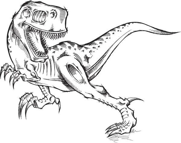 Croquis Doodle Tyrannosaurus Rex Dinosaure T-Rex Illustration Art — Image vectorielle