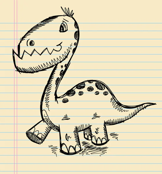 Dinozaur doodle szkic sztuka — Wektor stockowy