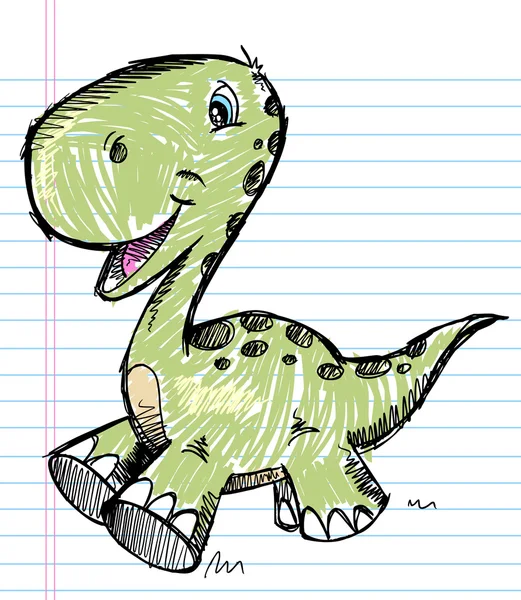 Dinosaur Doodle Color Sketch Vector — Stock Vector