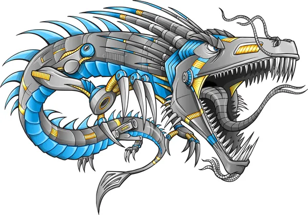 Robot Cyborg Dragon Vector Ilustração arte — Vetor de Stock