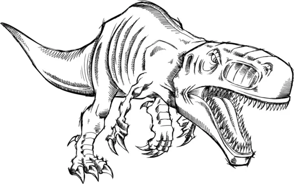 Skiss tyrannosaurus rex dinosaurie t-rex — Stock vektor