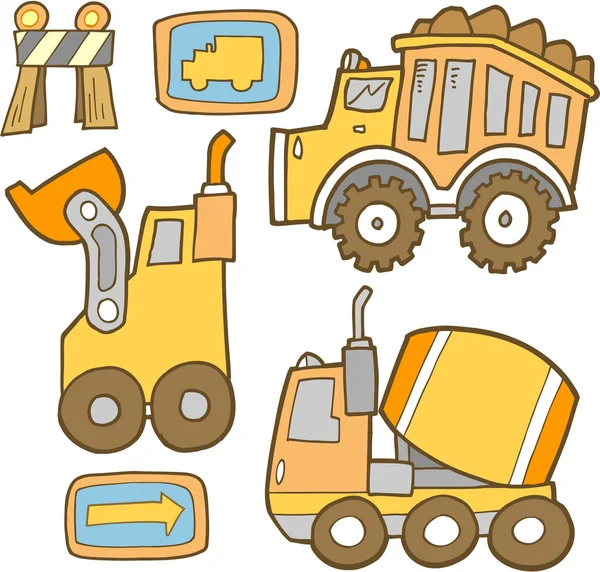 Lindo conjunto de vectores de vehículos de construcción — Vector de stock