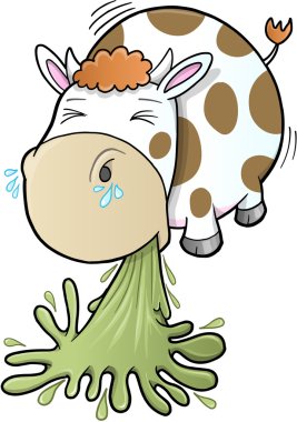 Barfing Vomiting Cow Vector clipart