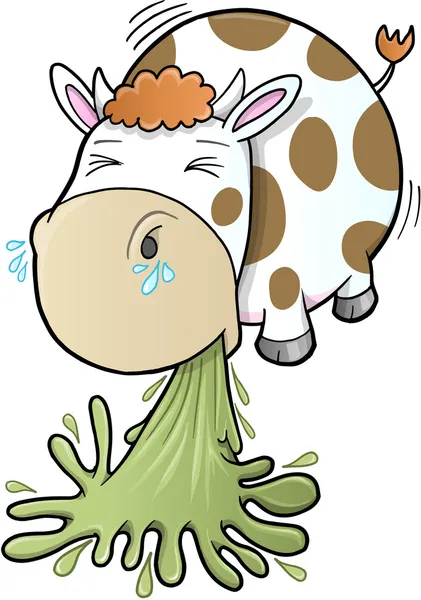 Barfing Vomiting Cow Vector — Stock Vector