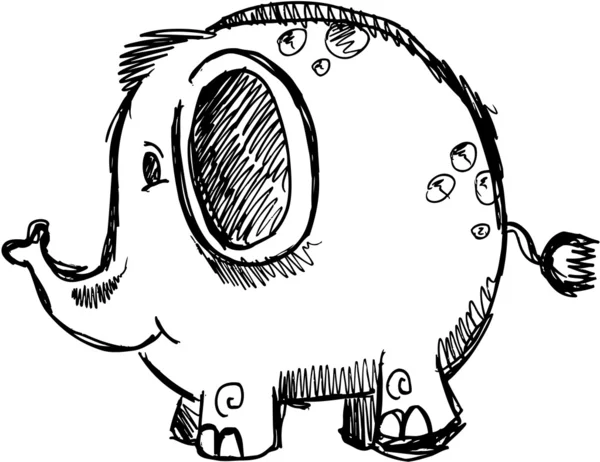 Esboço Doodle Animal Elefante Vector —  Vetores de Stock