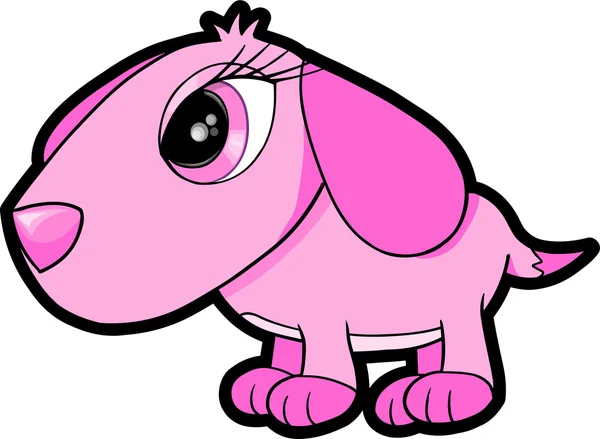 Pretty Pink Puppy Dog Vector — Stock Vector