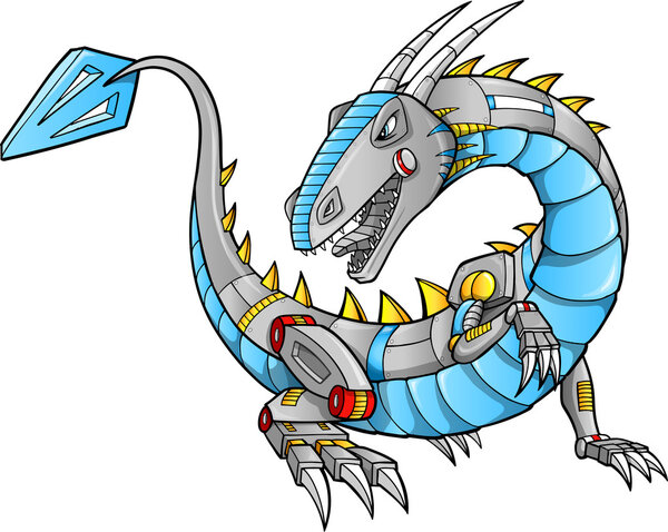 Robot Cyborg Dragon Vector Illustration art
