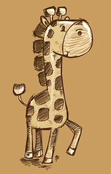 Cor Giz Marcador Esboço Doodle Girafa Safari Animal Vector —  Vetores de Stock