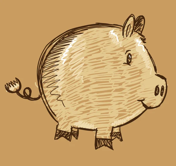 Farbe Kreidemarker Skizze Doodle Schwein Tier Vektor — Stockvektor