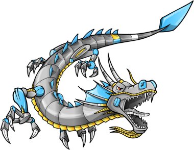 Robot cyborg ejderha vektör çizim sanat