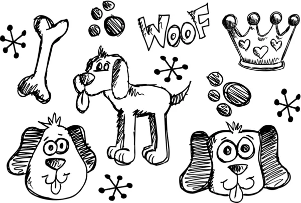 Doodle Skizze Welpen Hund Vektor pet set — Stockvektor