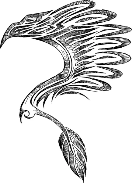 Skiss doodle eagle tatuering vektor — Stock vektor