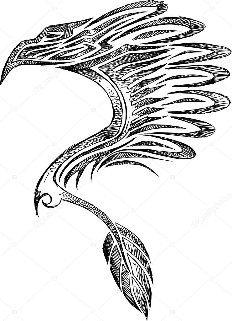 Sketch Doodle Eagle Tattoo Vector