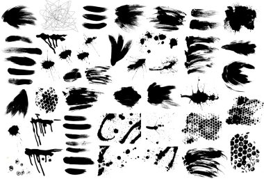 Brush strokes and Ink and Paint Splatters Vector set clipart