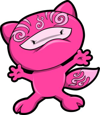 sevimli pembe fox ninja vektör