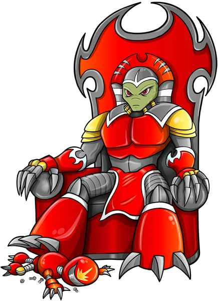 Alien Warlord on Throne Vector Art — Stock Vector