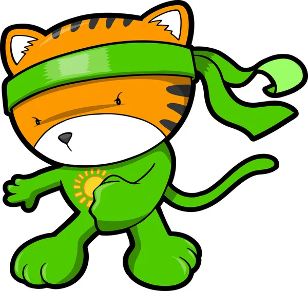 Vector tigre lindo cachorro ninja — Vector de stock