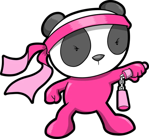 Aranyos rózsaszín Panda medve Ninja vektor — Stock Vector