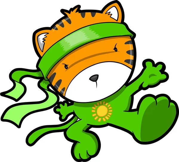 Ładny tygrysa cub ninja wektor — Wektor stockowy