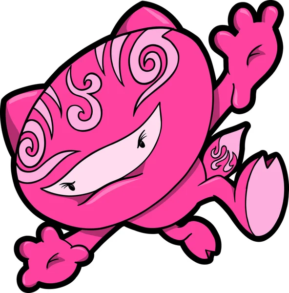 Wektor ładny różowy Lis ninja — Wektor stockowy