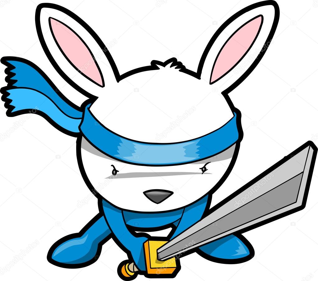 Cute Bunny Rabbit Ninja Vector