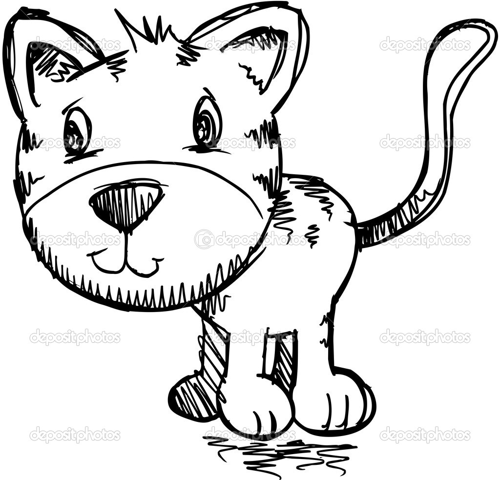 Sketch Doodle Scribble Kitten Cat Vector