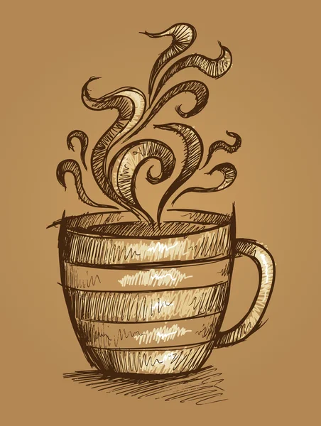 Boceto Doodle taza de café Vector ilustración arte — Vector de stock