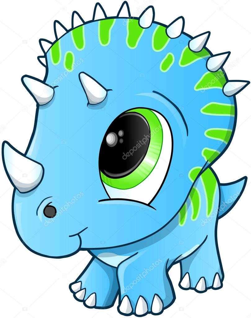 Download Cute Baby Triceratops Dinosaur Vector Illustration — Stock ...