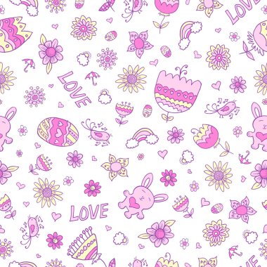 Bahar easter doodle seamless modeli