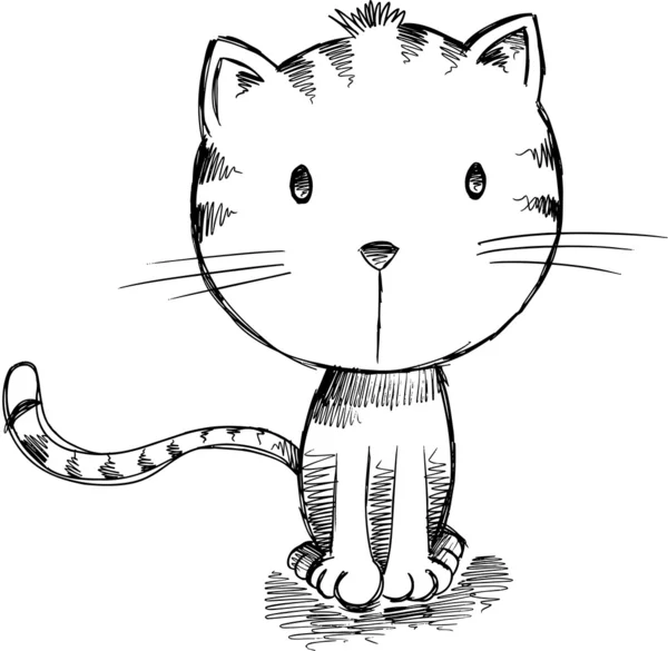 Croquis Kitten Cat Vector Art — Image vectorielle