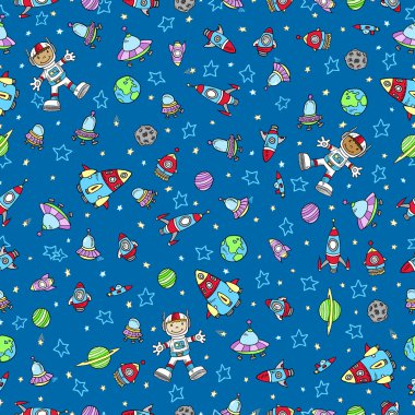 Uzay doodle seamless modeli