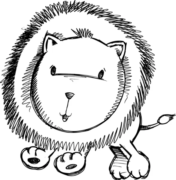 Söt lejon unge skiss doodle vektor konst — Stock vektor