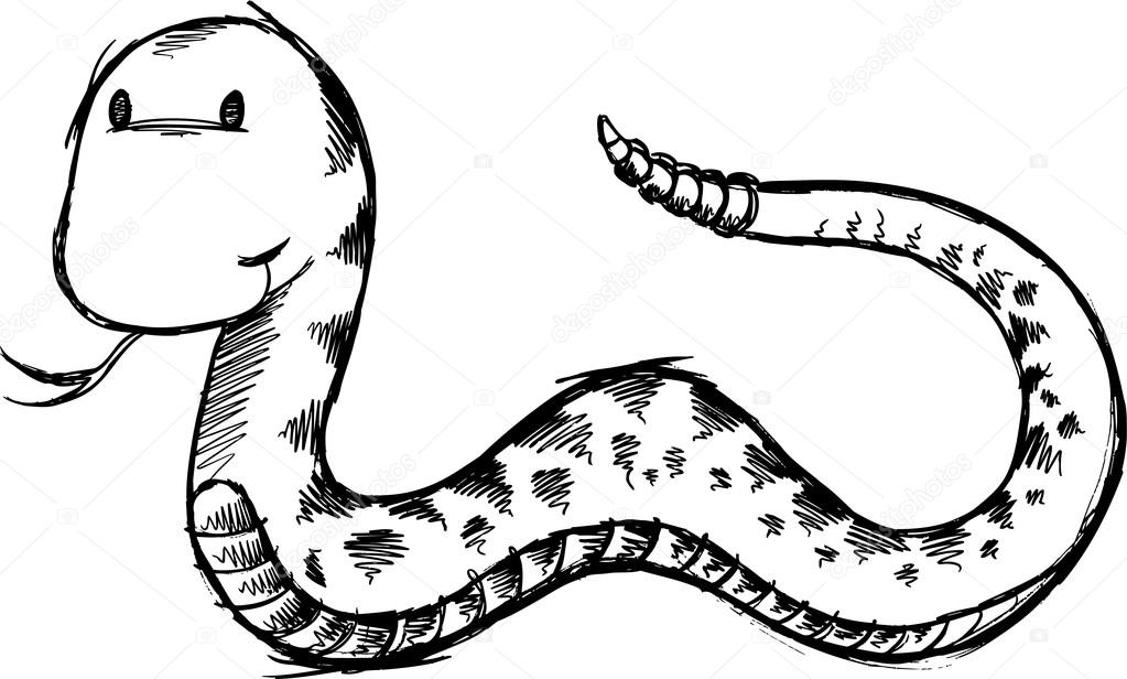 Cute Snake Sketch Doodle Vector Art