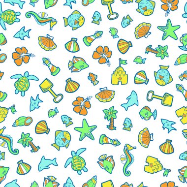 Deniz ve plaj Dikişsiz desen vektör