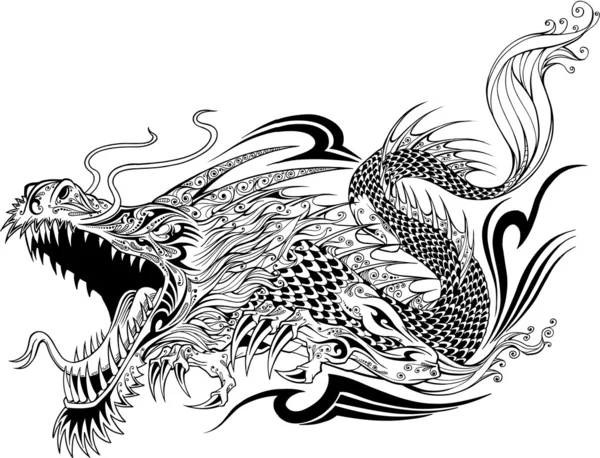 Dragon doodle skiss tatuering vektor Royaltyfria illustrationer