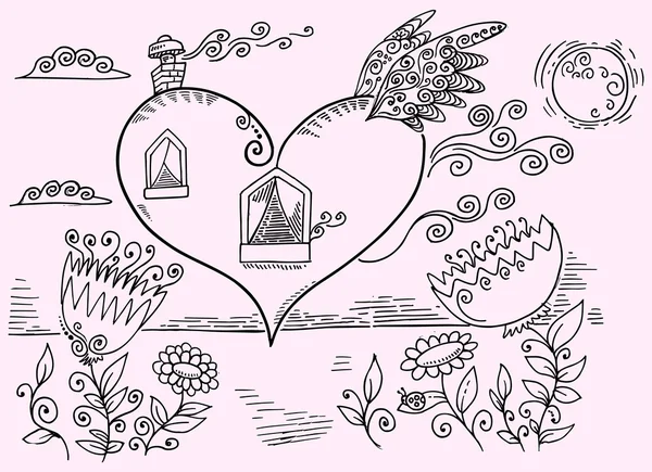 Doodle Flower Garden Vector Ilustración Arte — Archivo Imágenes Vectoriales