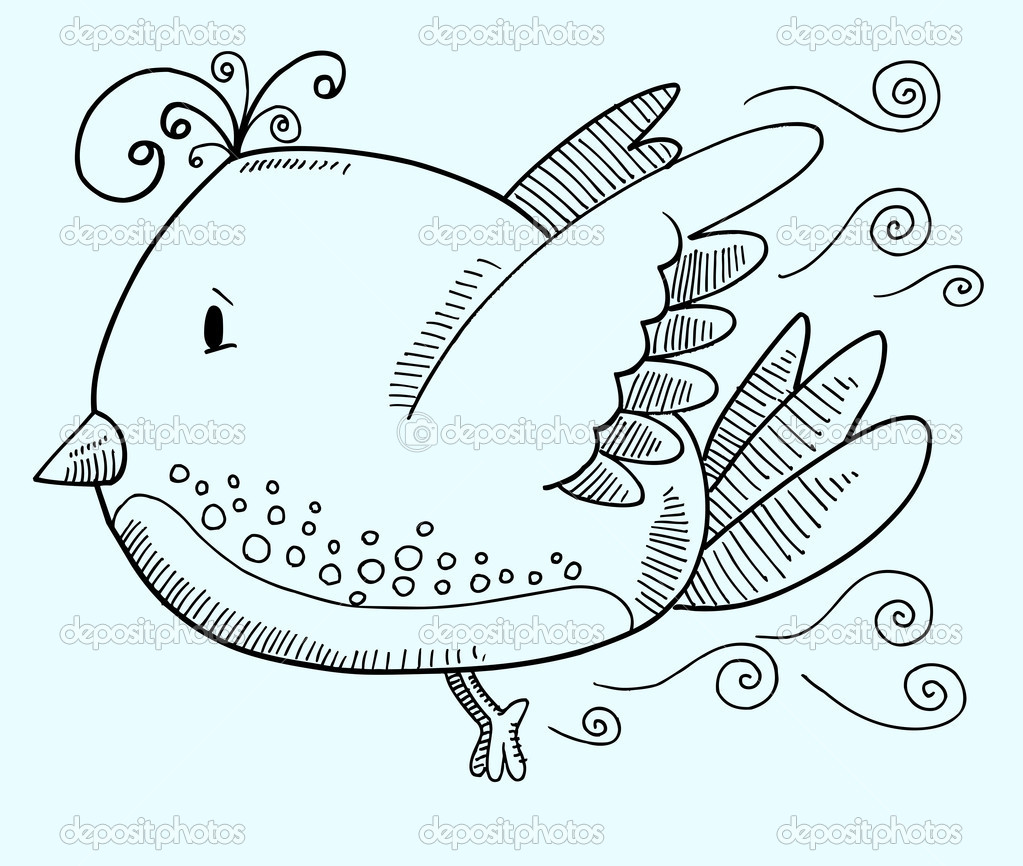 Doodle Bird Vector Illustration Art