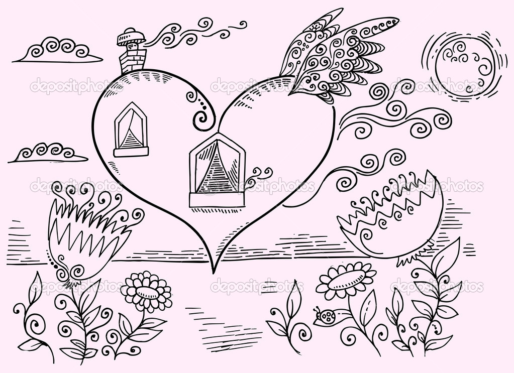 Doodle Flower Garden Vector Illustration Art