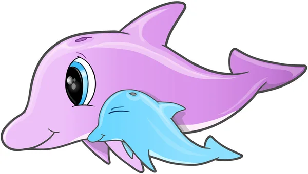 Lindo delfines Sketch Vector — Archivo Imágenes Vectoriales