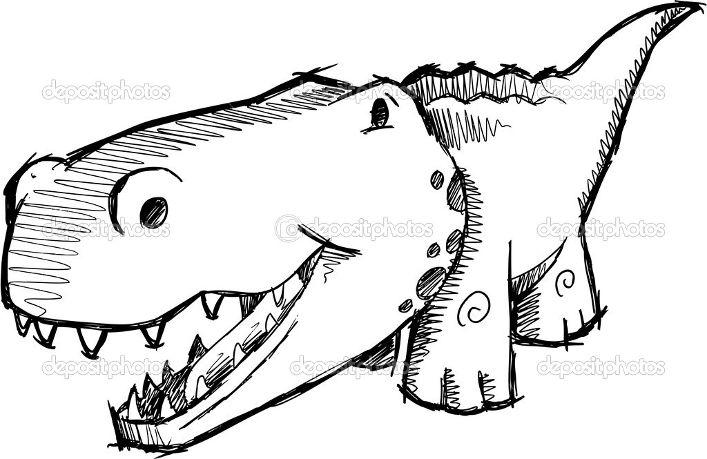 Sketch Doodle Alligator Vector