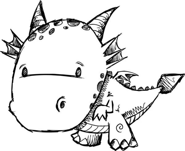 Cute Dragon Sketch Vector Art — Wektor stockowy
